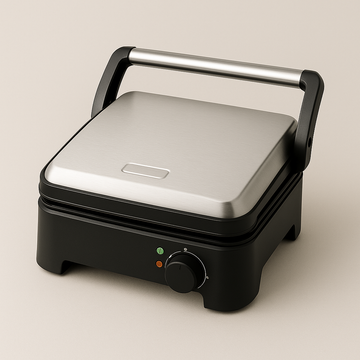 Elektrischer Panini Grill mit Edelstahlgehäuse – Temperaturregler mit Kontrollleuchten